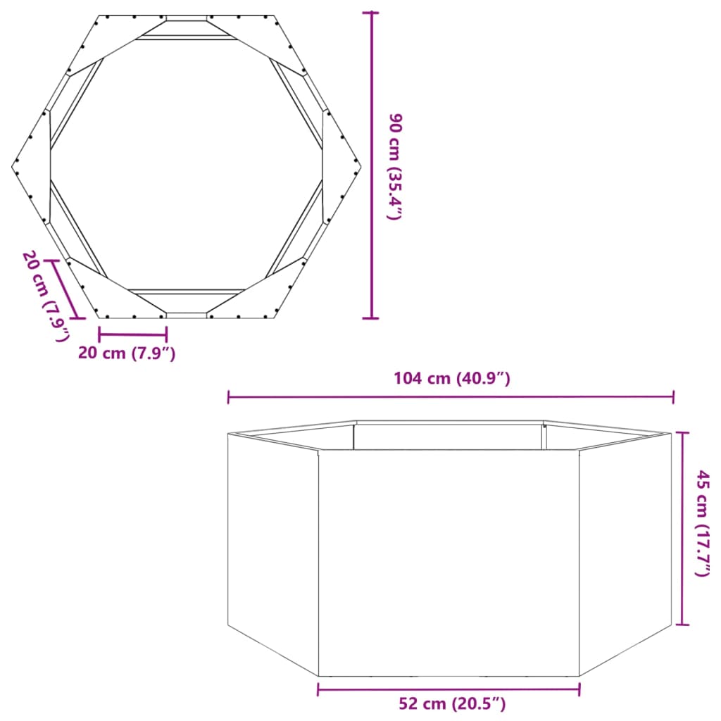Garden Planter Olive Green Hexagon 104x90x45 cm Steel
