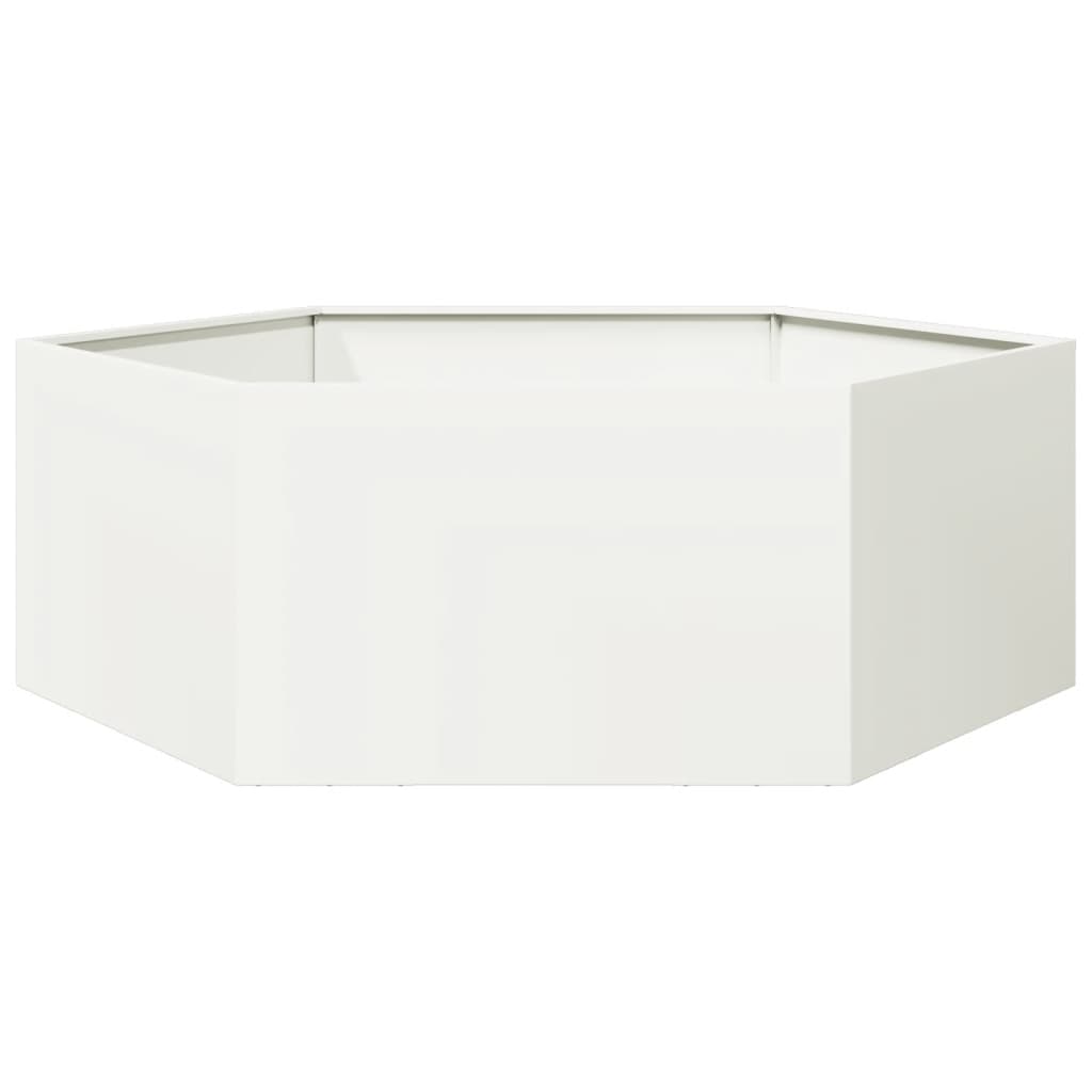 Garden Planter White Hexagon 138x120x45 cm Steel