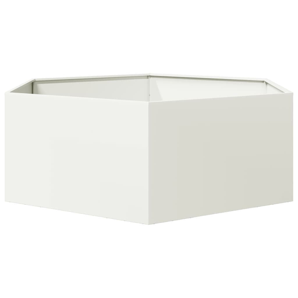 Garden Planter White Hexagon 138x120x45 cm Steel