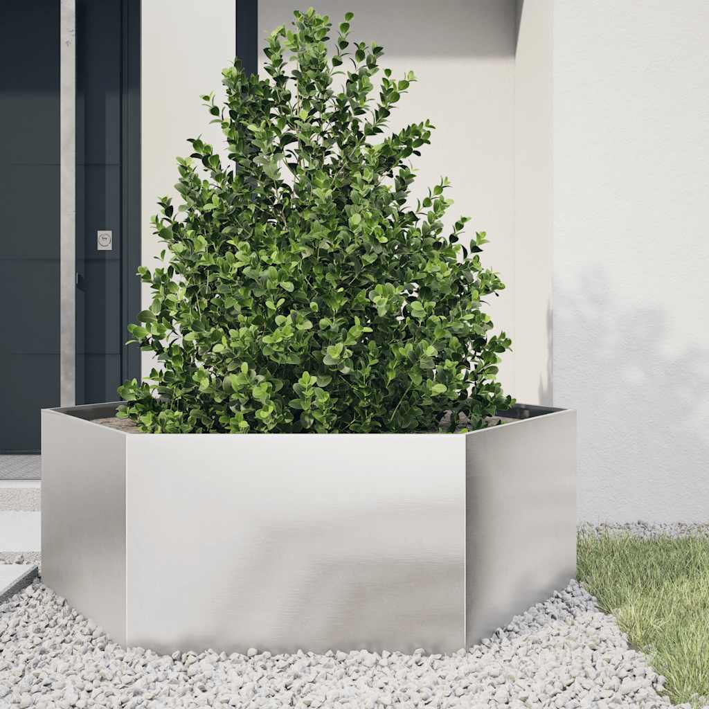 Garden Planter Hexagon 138x120x45 cm Stainless Steel