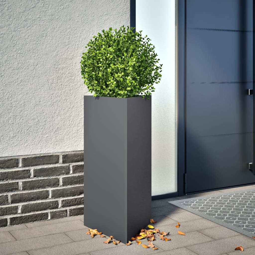Garden Planters 2 pcs Anthracite Triangular 40x34.5x70 cm Steel