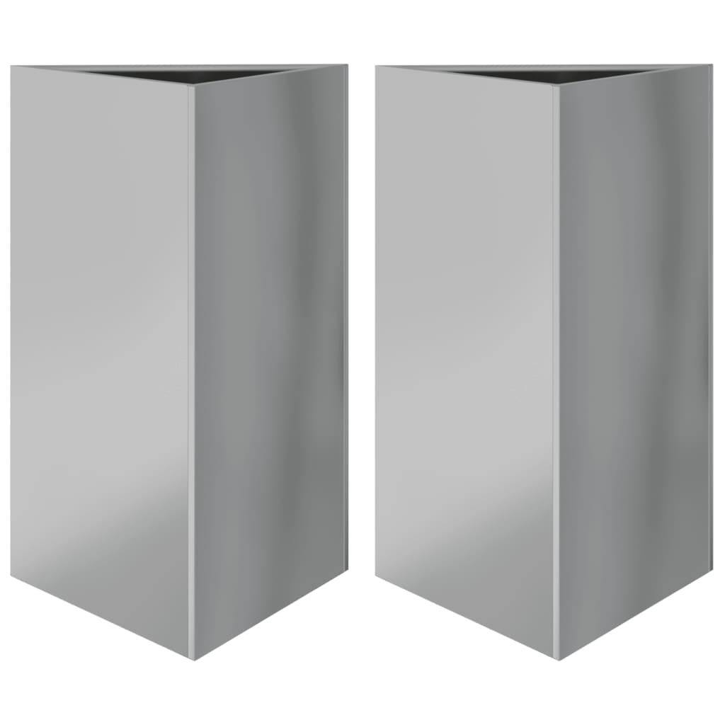 Garden Planters 2 pcs Triangular 50x43x75 cm Galvanized Steel