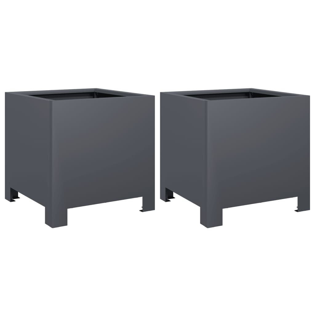 Garden Planters 2 pcs Anthracite 30x30x30 cm Steel