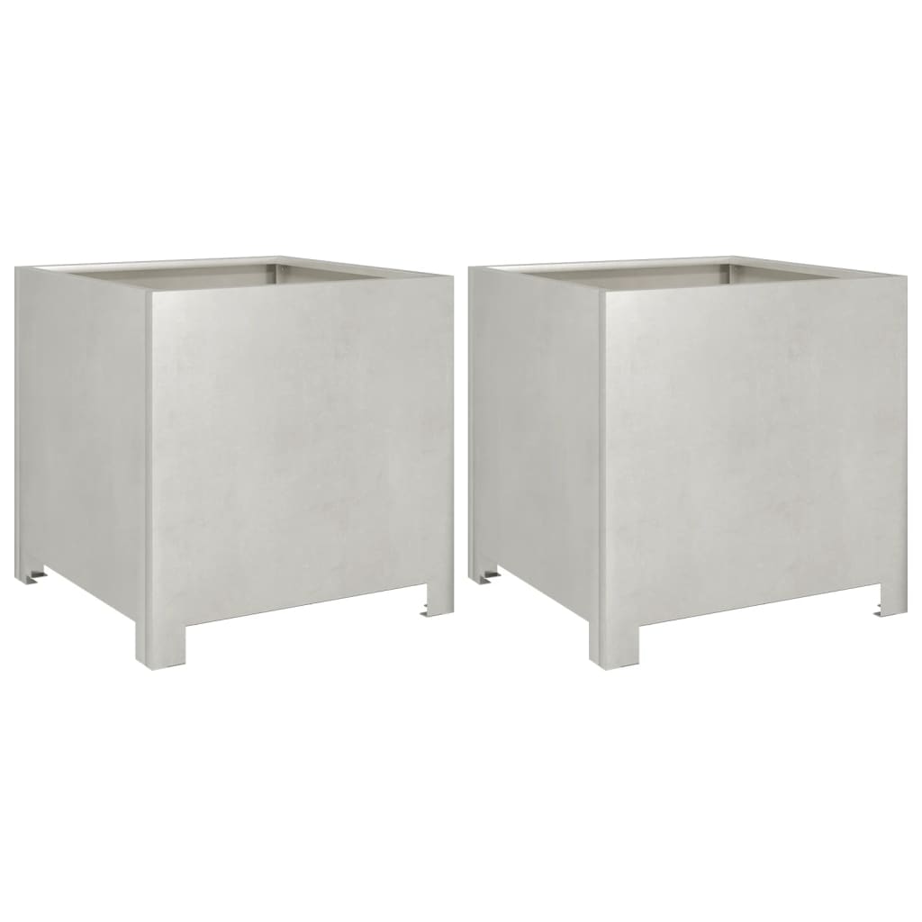 Garden Planters 2 pcs 40x40x40 cm Stainless Steel