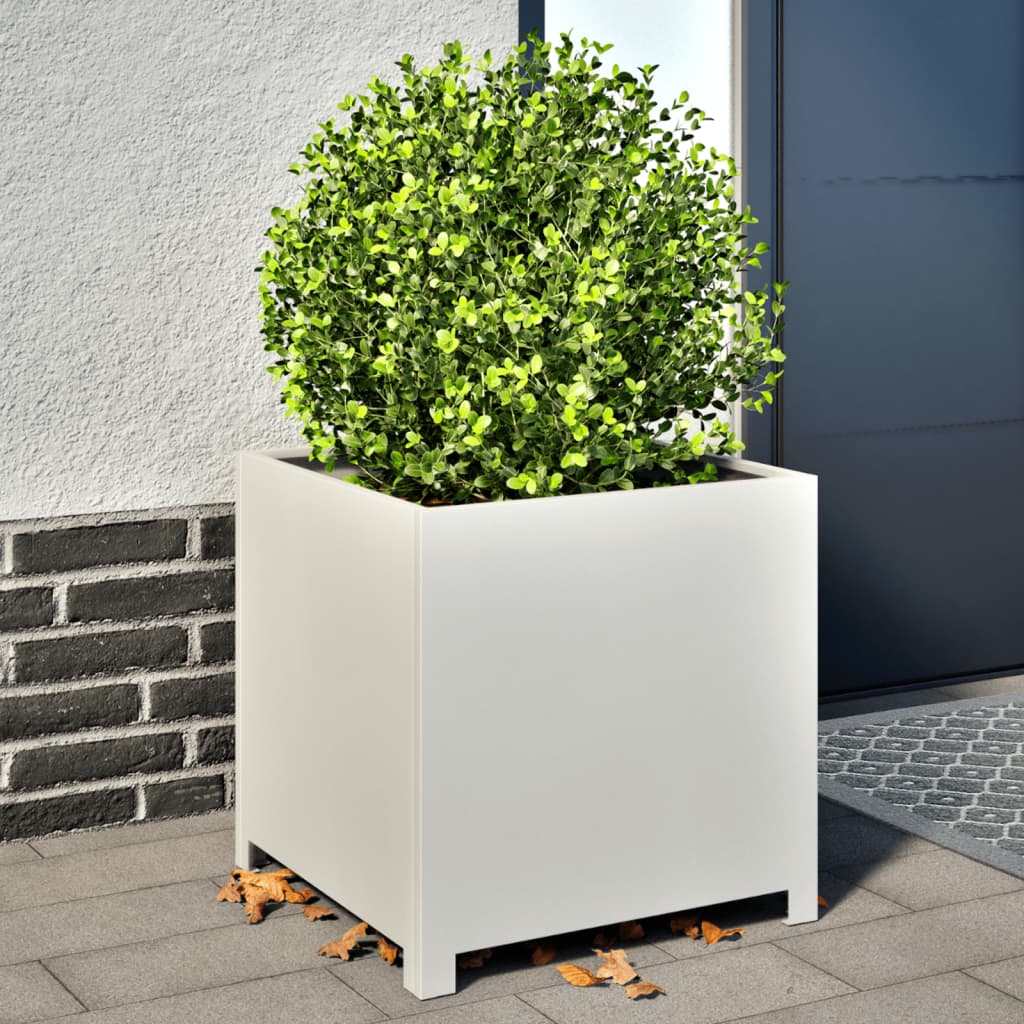 Garden Planter White 50x50x50 cm Steel
