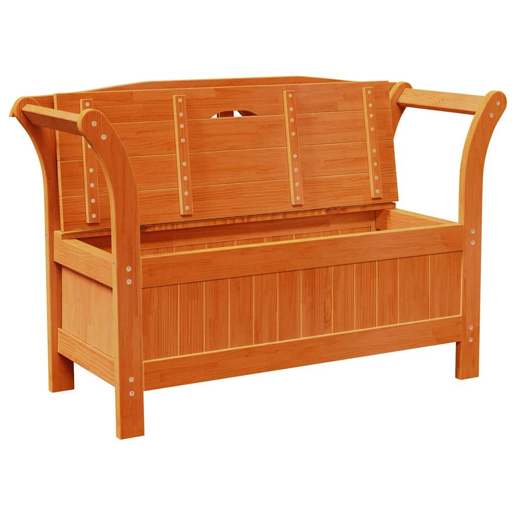 Garden Storage Bench Brown 119 x 76 x 44cm Solid pine wood