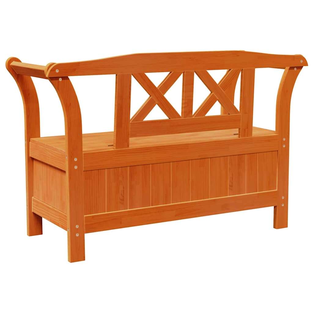 Garden Storage Bench Brown 119 x 76 x 44cm Solid pine wood
