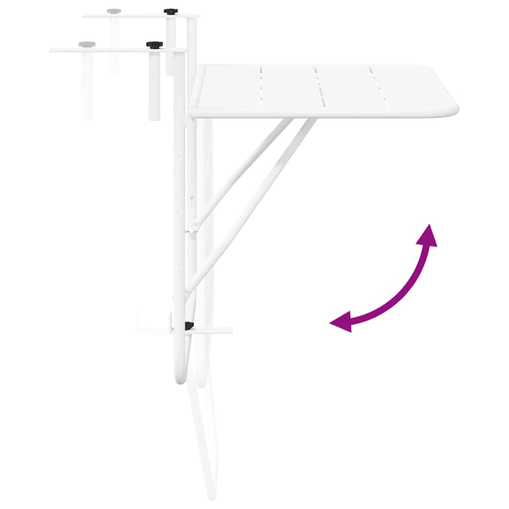 Hanging Balcony Table White 60 x 39 x 65 cm Steel