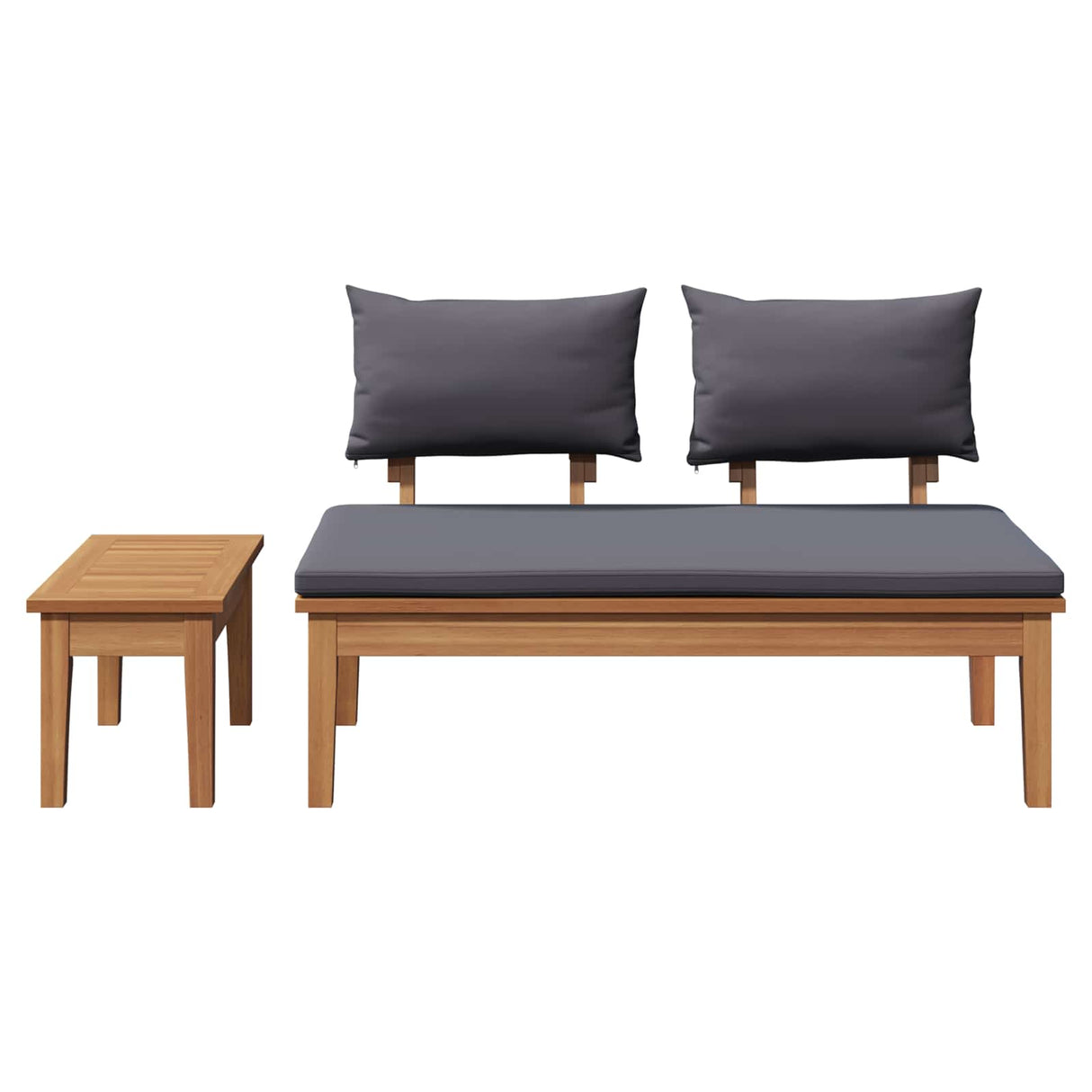 Garden Bench 2 pcs Grey and Brown Solid Teak wood