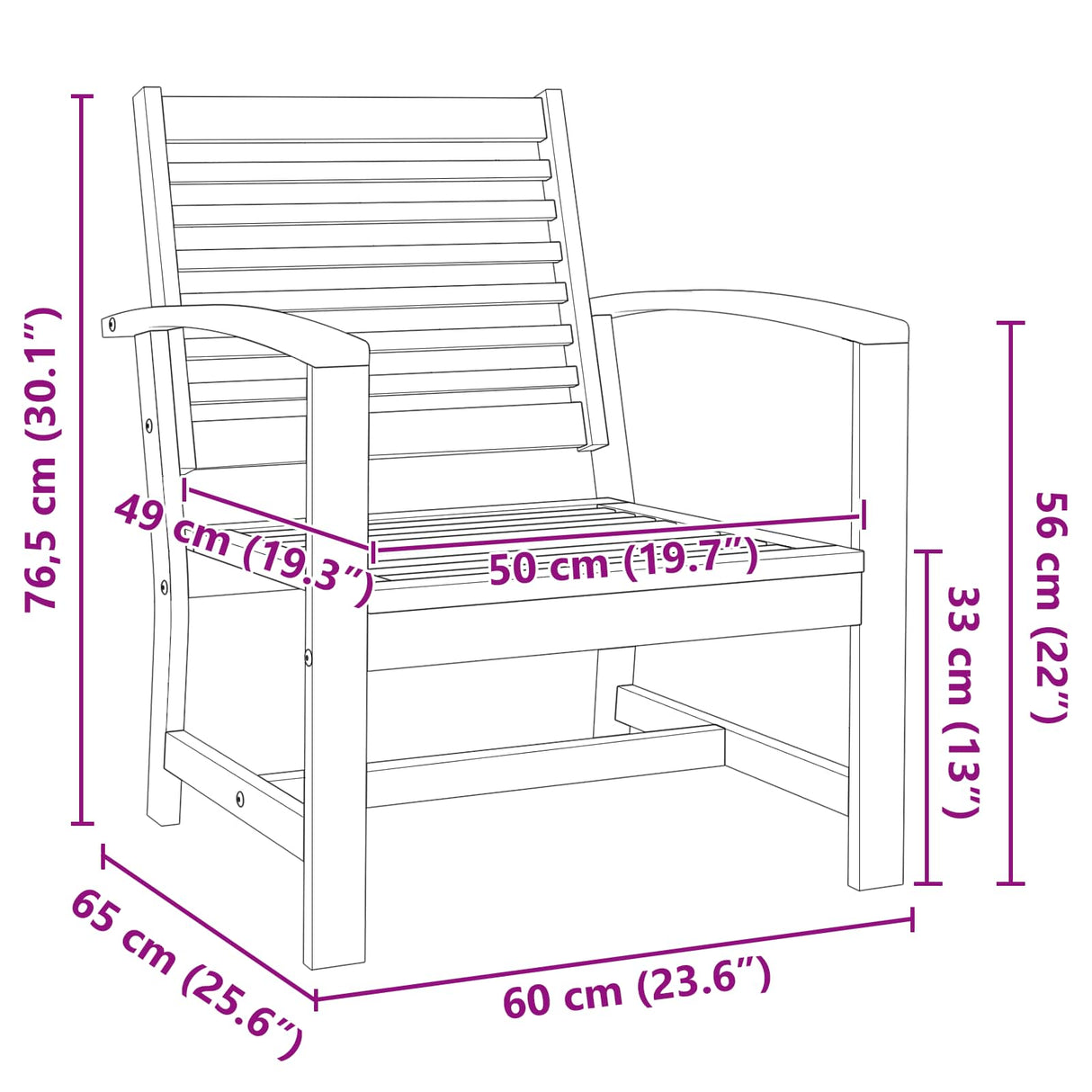 Garden Chairs 2 pcs Natural 60 x 65 x 76.5 cm Solid teak wood