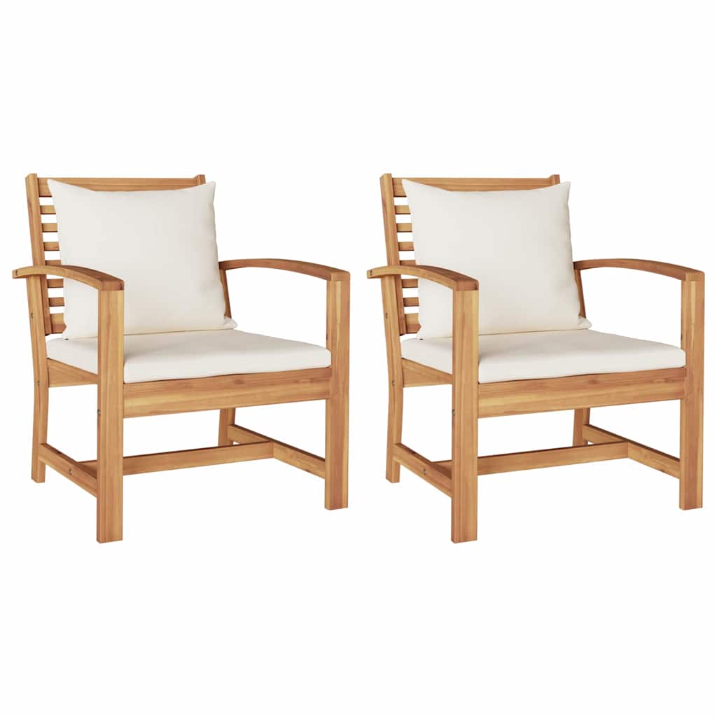 Garden Chairs 2 pcs Natural 60 x 65 x 76.5 cm Solid teak wood