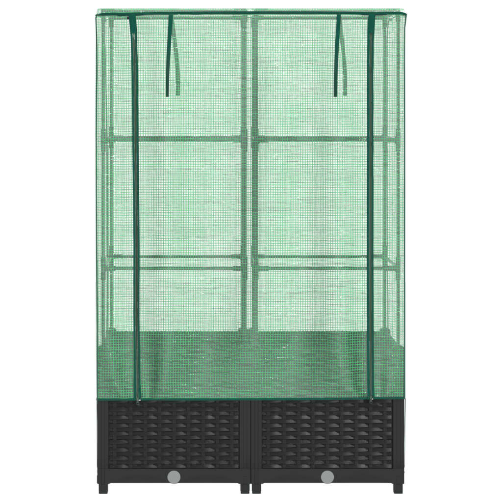 Raised Bed with Greenhouse Cover Rattan Look 80x40x138 cm
