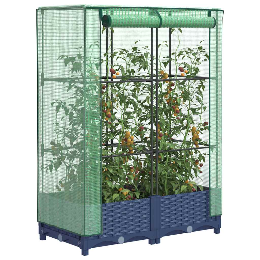 Raised Bed with Greenhouse Cover Rattan Look 80x40x123 cm