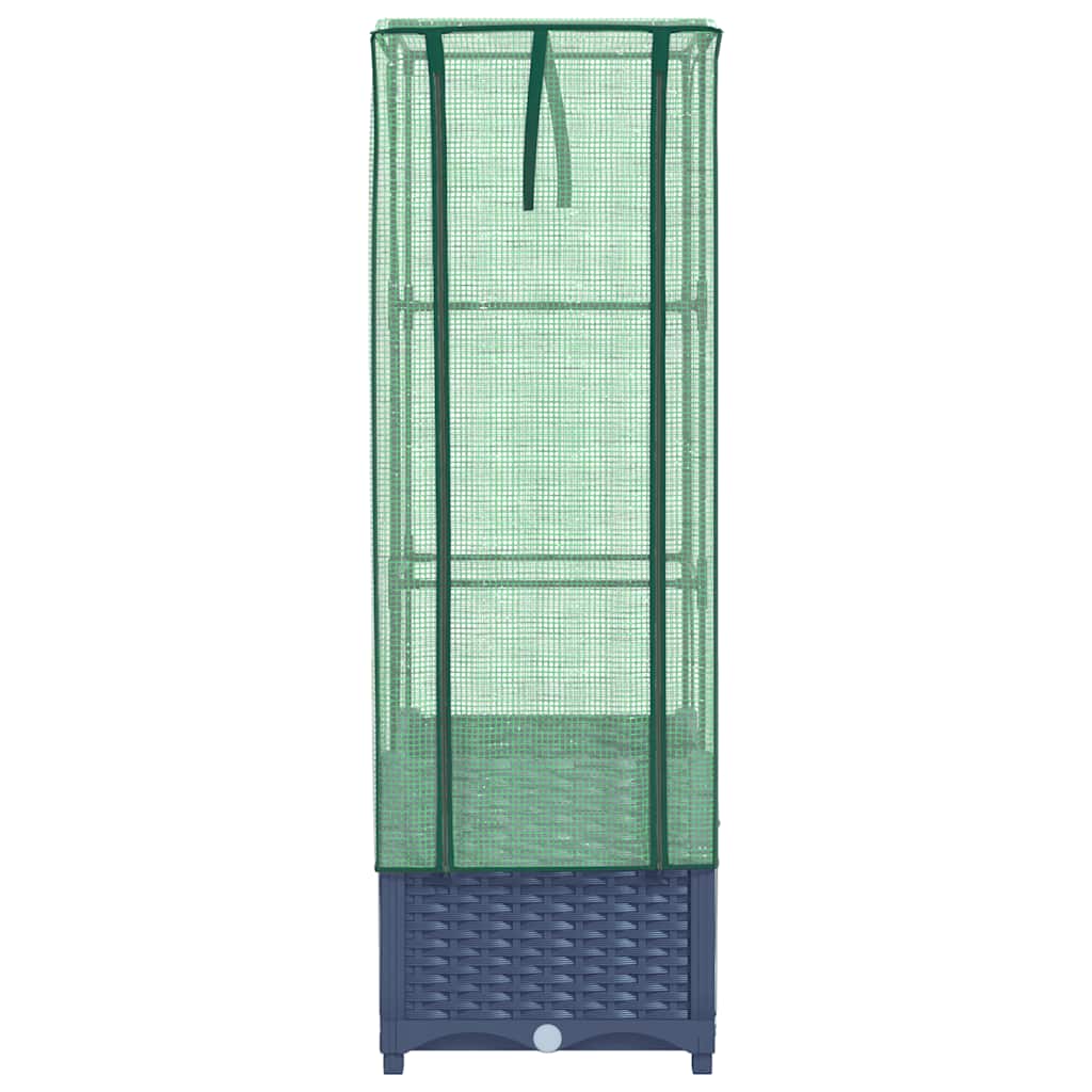 Raised Bed with Greenhouse Cover Rattan Look 40x40x139 cm