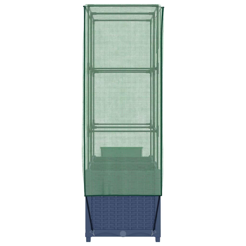 Raised Bed with Greenhouse Cover Rattan Look 80x40x138 cm