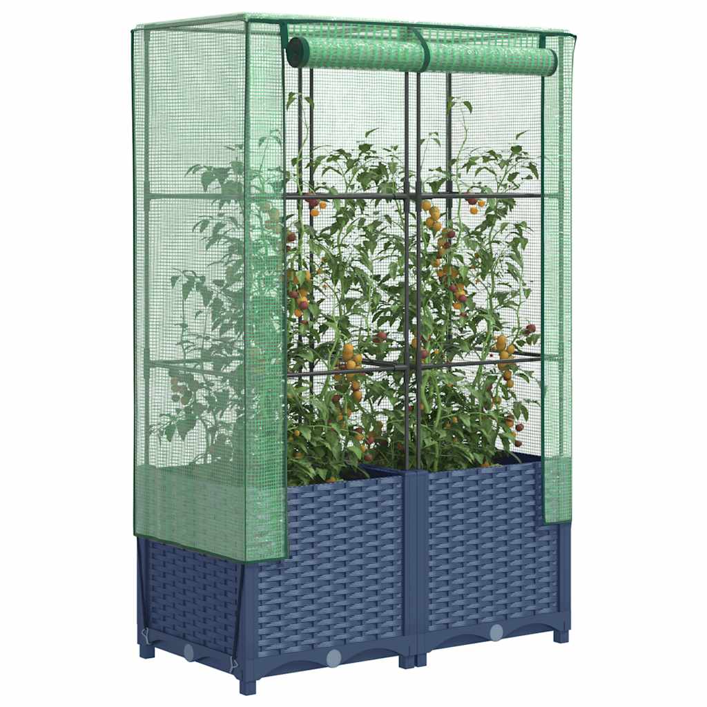 Raised Bed with Greenhouse Cover Rattan Look 80x40x138 cm