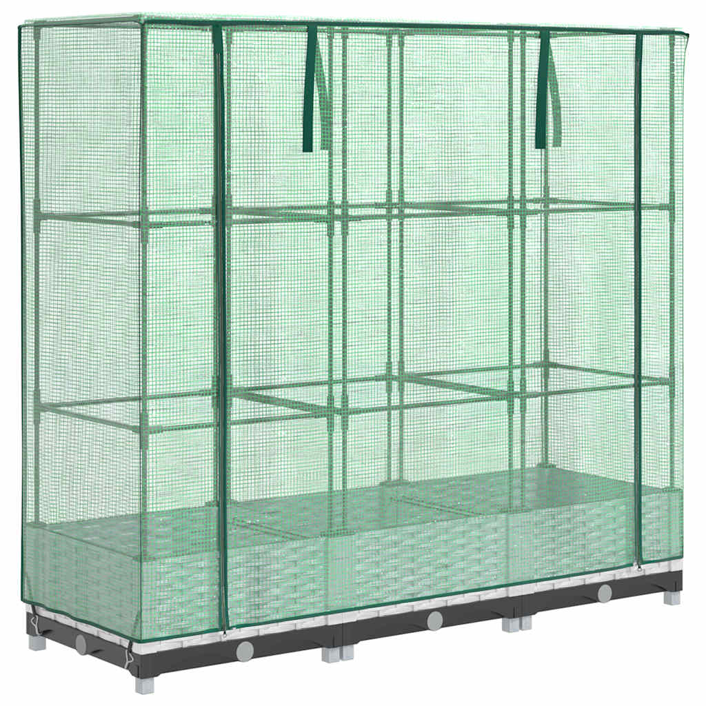 Raised Bed with Greenhouse Cover Rattan Look 120x40x123 cm