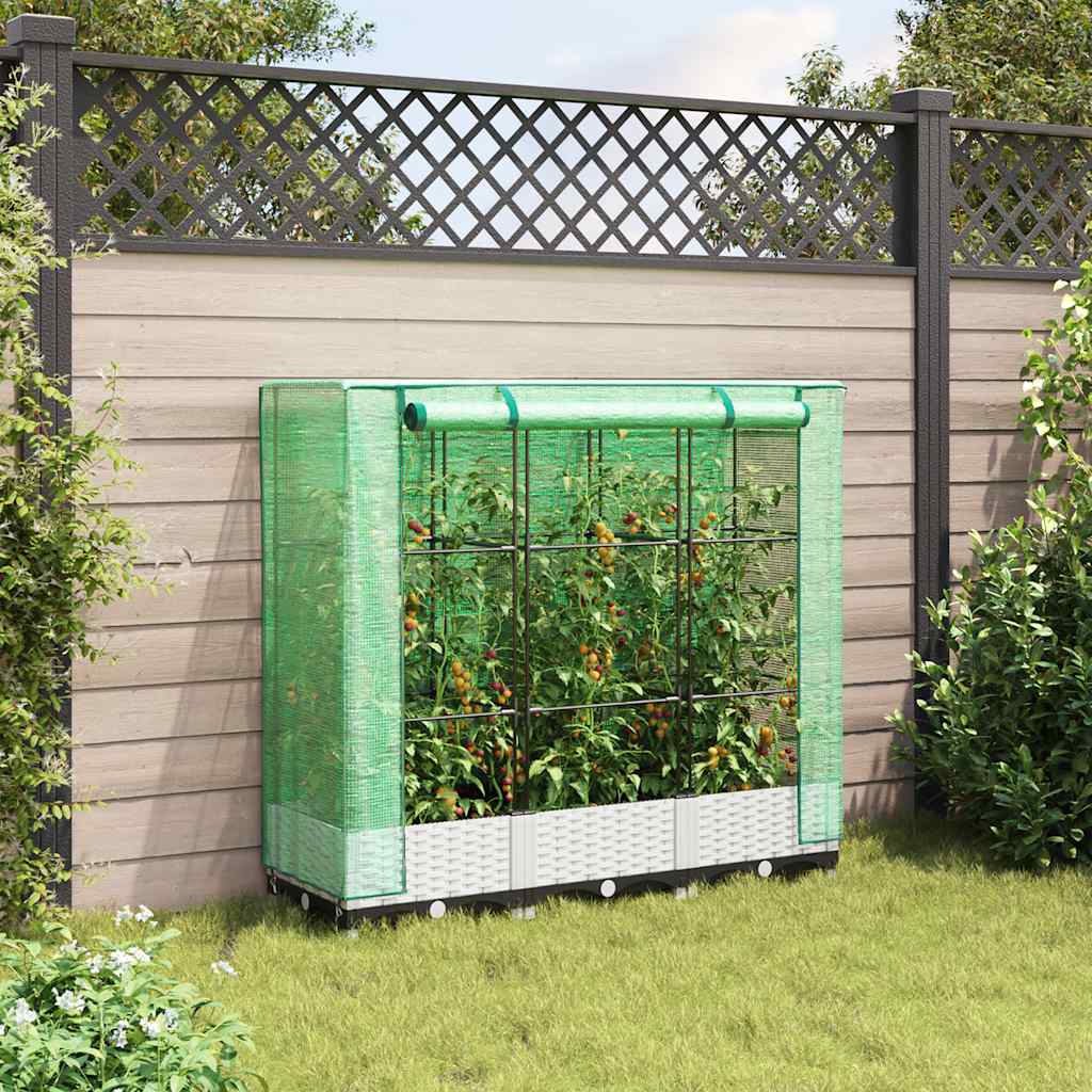 Raised Bed with Greenhouse Cover Rattan Look 120x40x123 cm