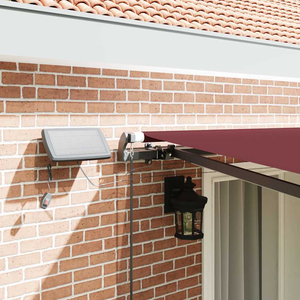 Manual Retractable Awning with LEDs Burgundy 400x300 cm
