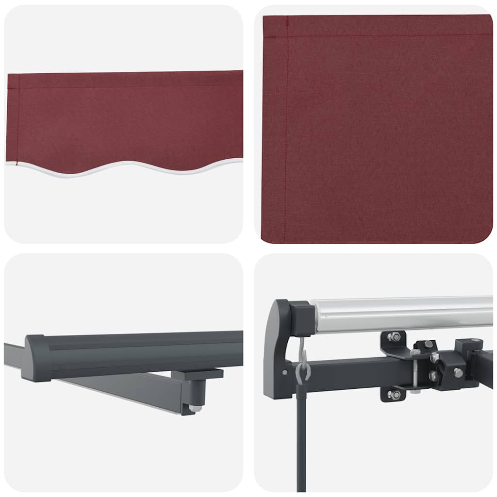 Manual Retractable Awning with LEDs Burgundy 400x300 cm