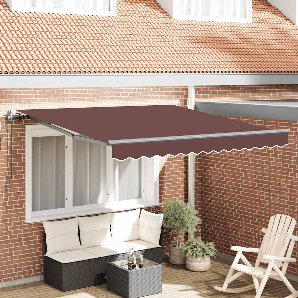 Automatic Retractable Awning Brown 300x250 cm