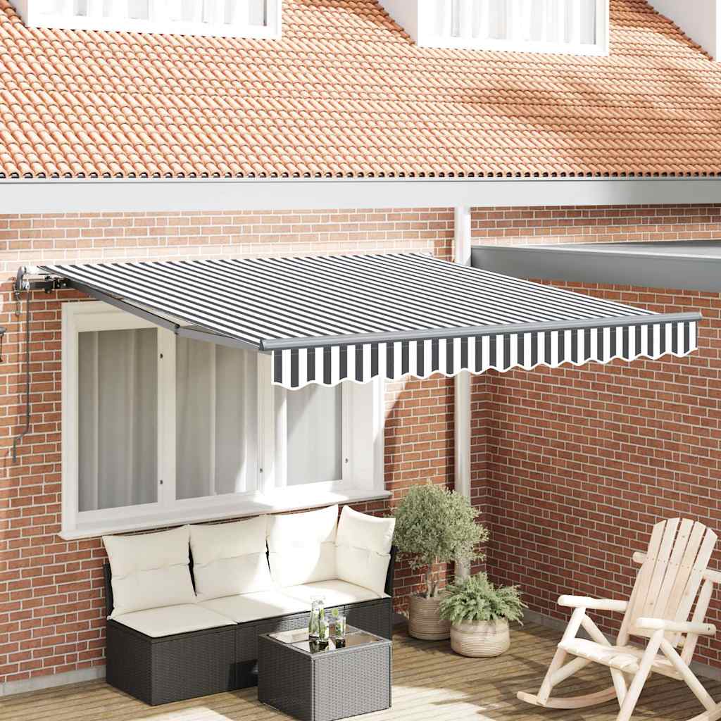 Automatic Retractable Awning Anthracite and White 300x250 cm