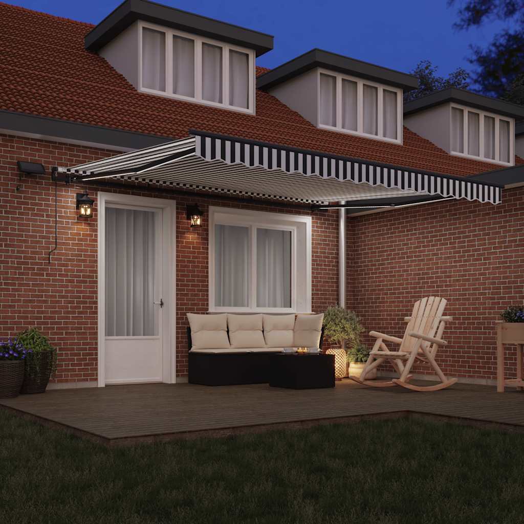 Manual Retractable Awning with LEDs Anthracite&White 400x300 cm