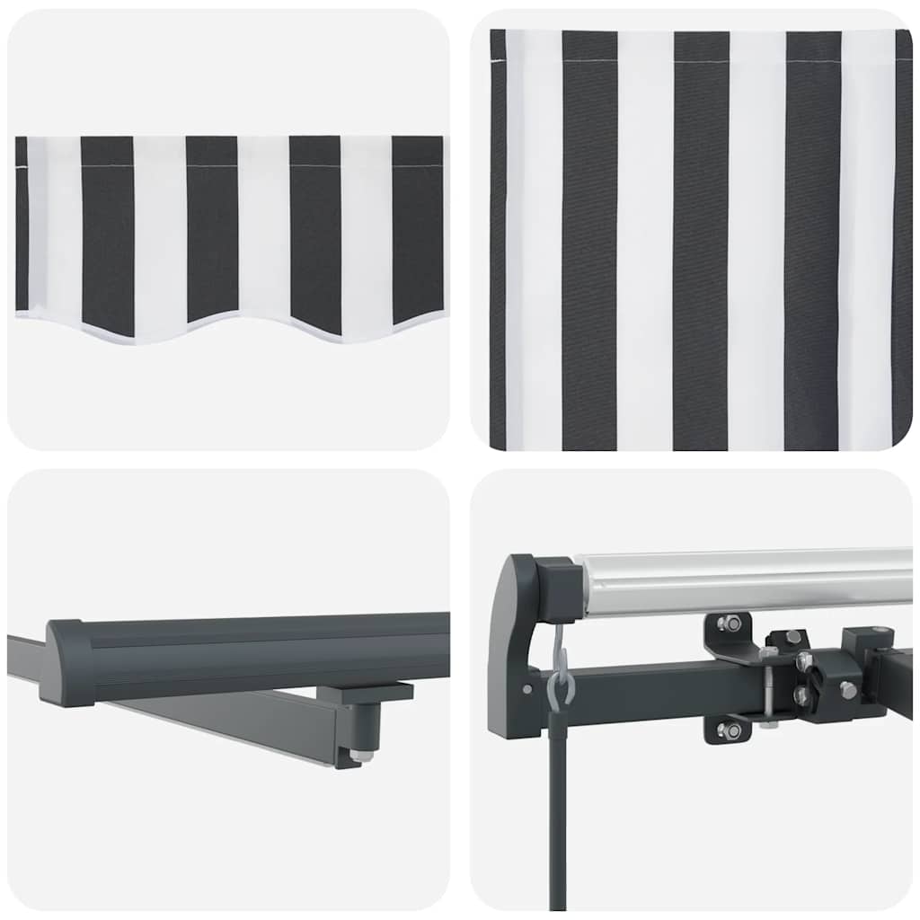 Manual Retractable Awning with LEDs Anthracite&White 400x300 cm