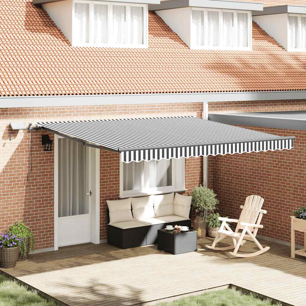 Manual Retractable Awning with LEDs Anthracite&White 400x300 cm
