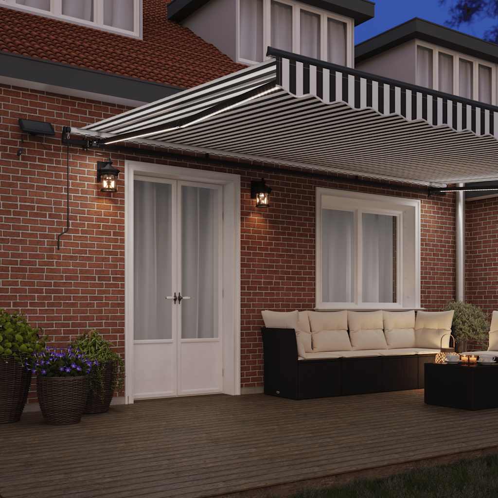 Manual Retractable Awning with LEDs Anthracite&White 500x300 cm