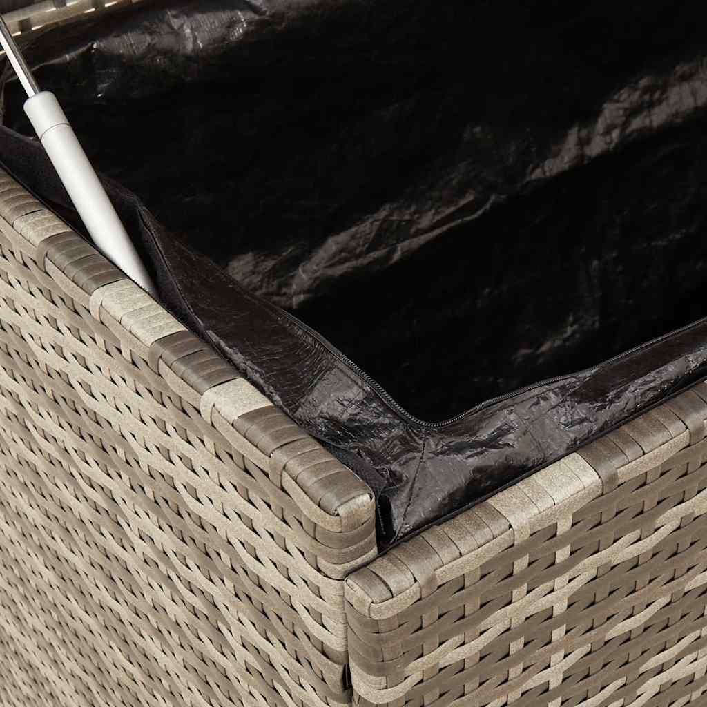 Garden Storage Box with Wheels Grey 110x55x73 cm Poly Rattan