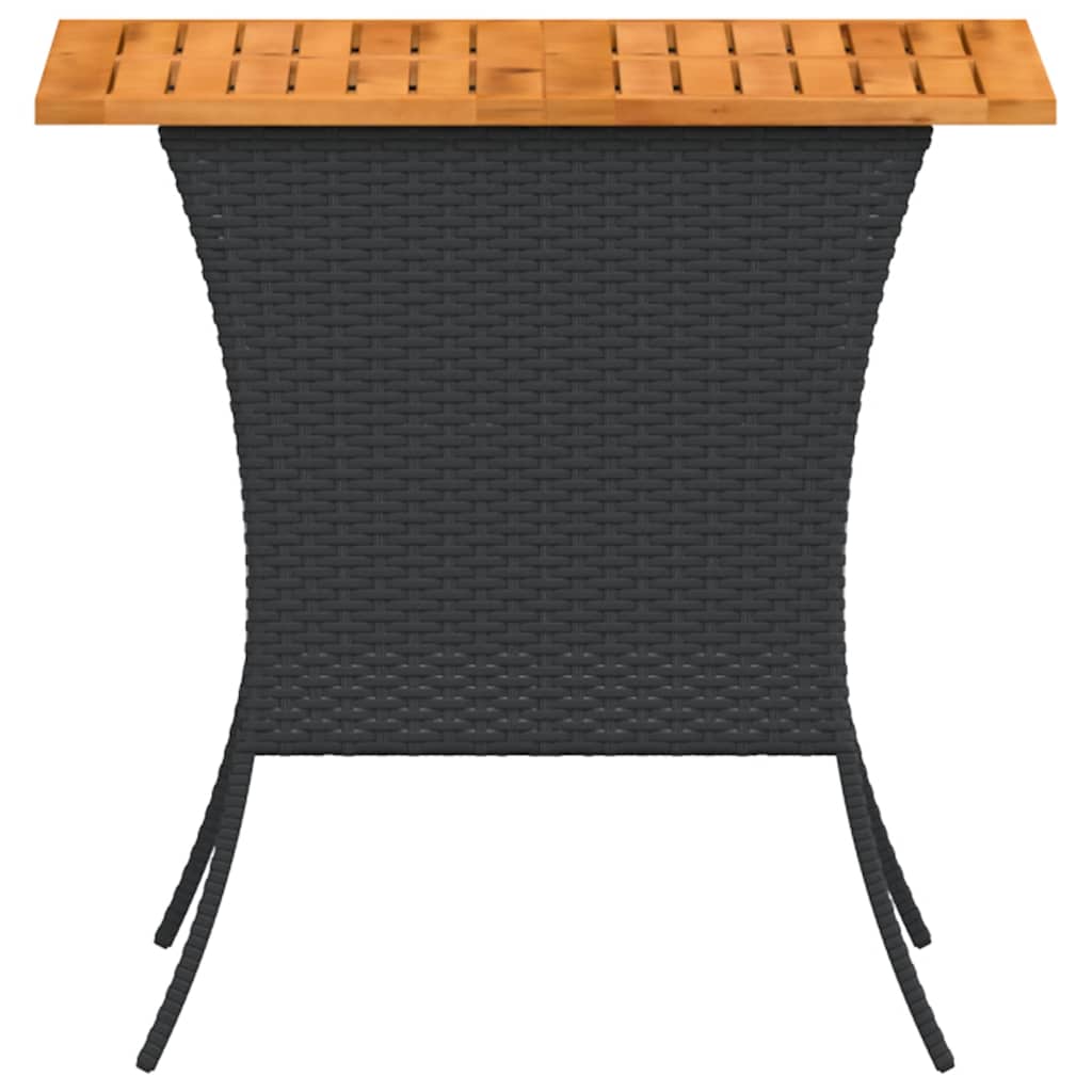 Garden Table with Acacia Wood Top Black 105x75x72 cm Poly Rattan