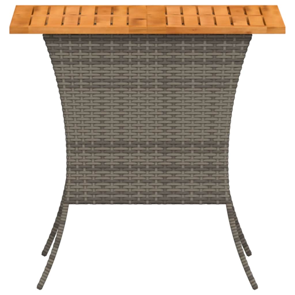 Garden Table with Acacia Wood Top Grey 105x75x72 cm Poly Rattan