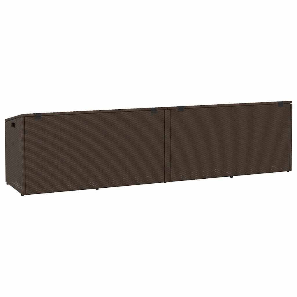 Garden Storage Box Brown 220x50x58 cm Poly Rattan