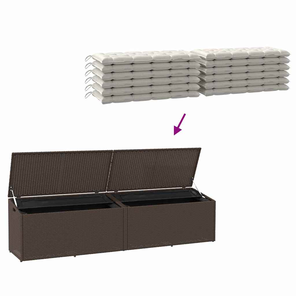 Garden Storage Box Brown 220x50x58 cm Poly Rattan