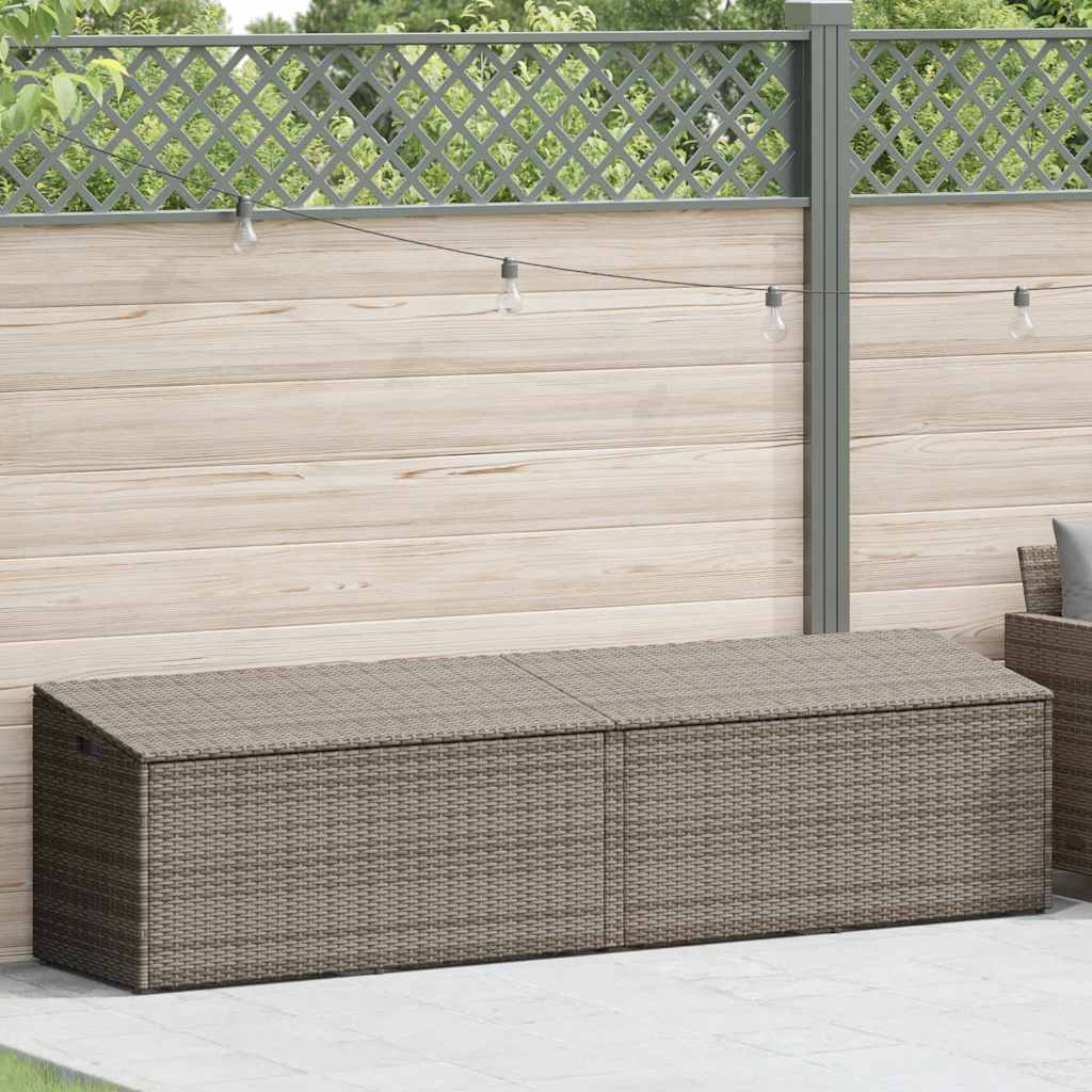 Garden Storage Box Grey 220x50x58 cm Poly Rattan