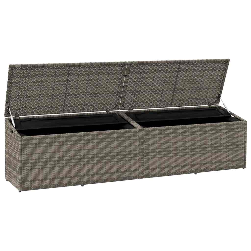 Garden Storage Box Grey 220x50x58 cm Poly Rattan