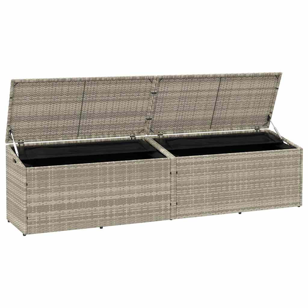 Garden Storage Box Light Grey 220x50x58 cm Poly Rattan