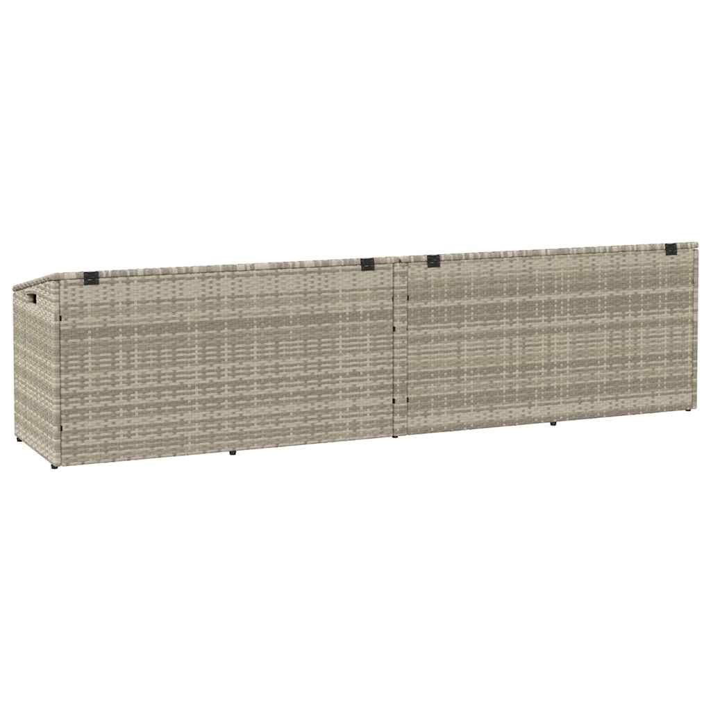 Garden Storage Box Light Grey 220x50x58 cm Poly Rattan