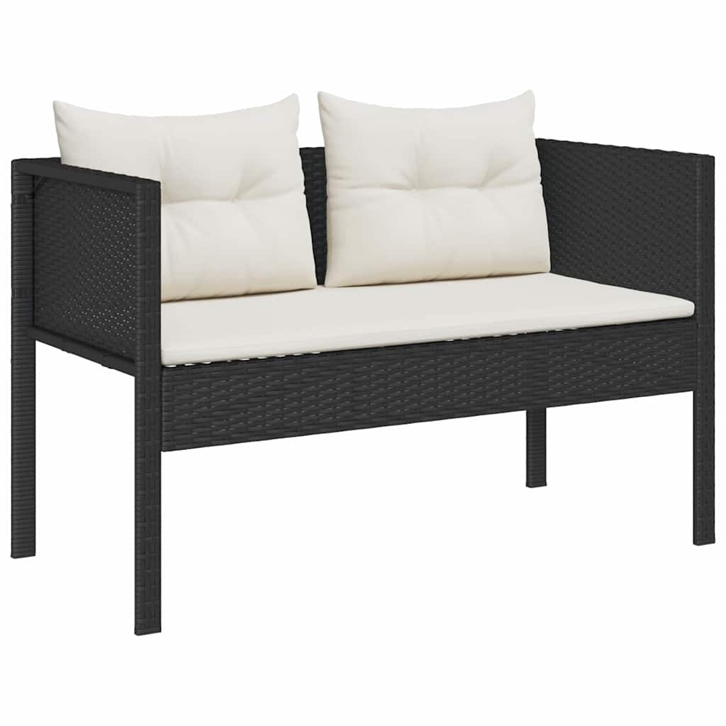 Garden Sofa Set 6 pcs Black and cream Poly Rattan