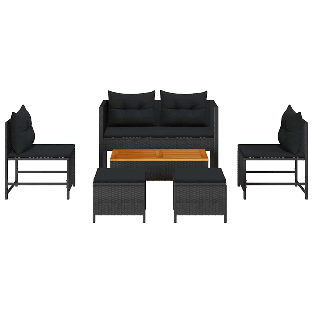 Garden Sofa Set 6 pcs Black Poly Rattan