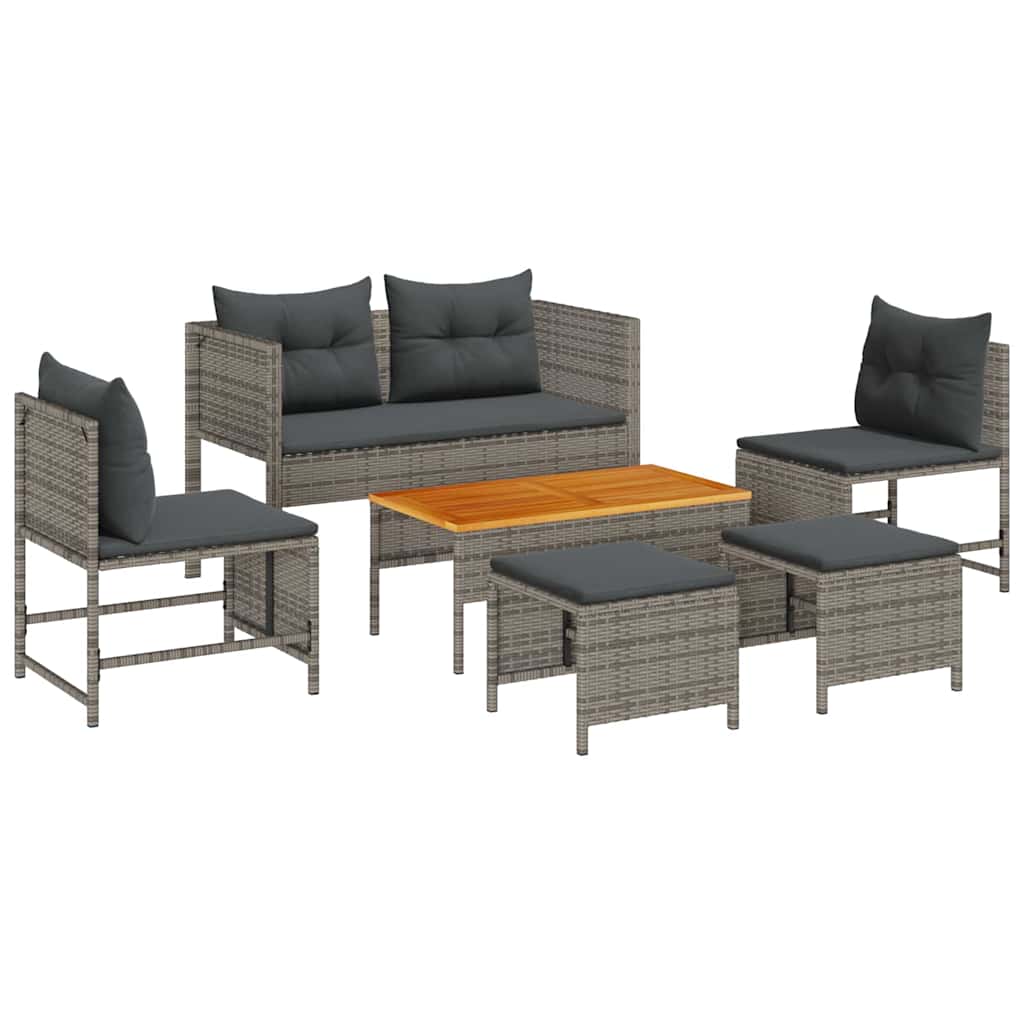 Garden Sofa Set 6 pcs Grey and dark grey Poly Rattan