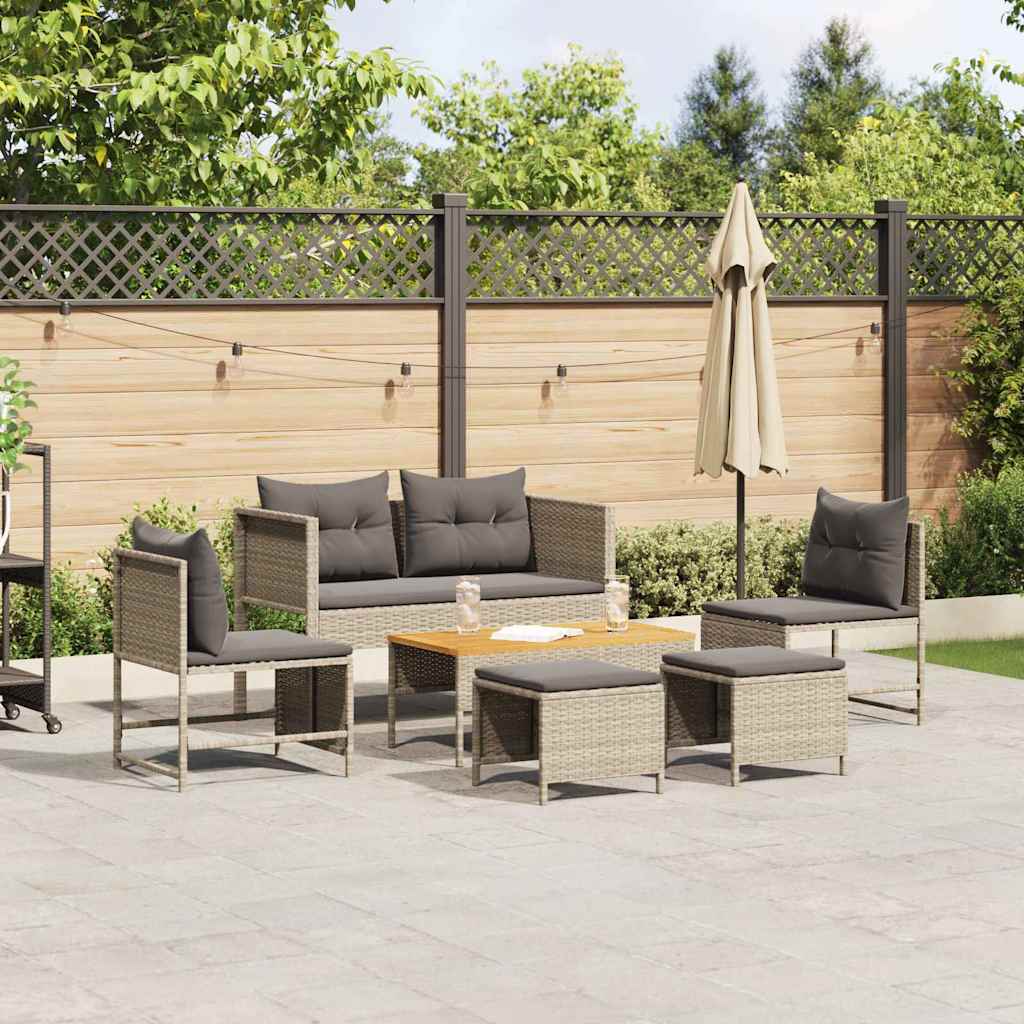Garden Sofa Set 6 pcs Light grey and dark grey Poly Rattan