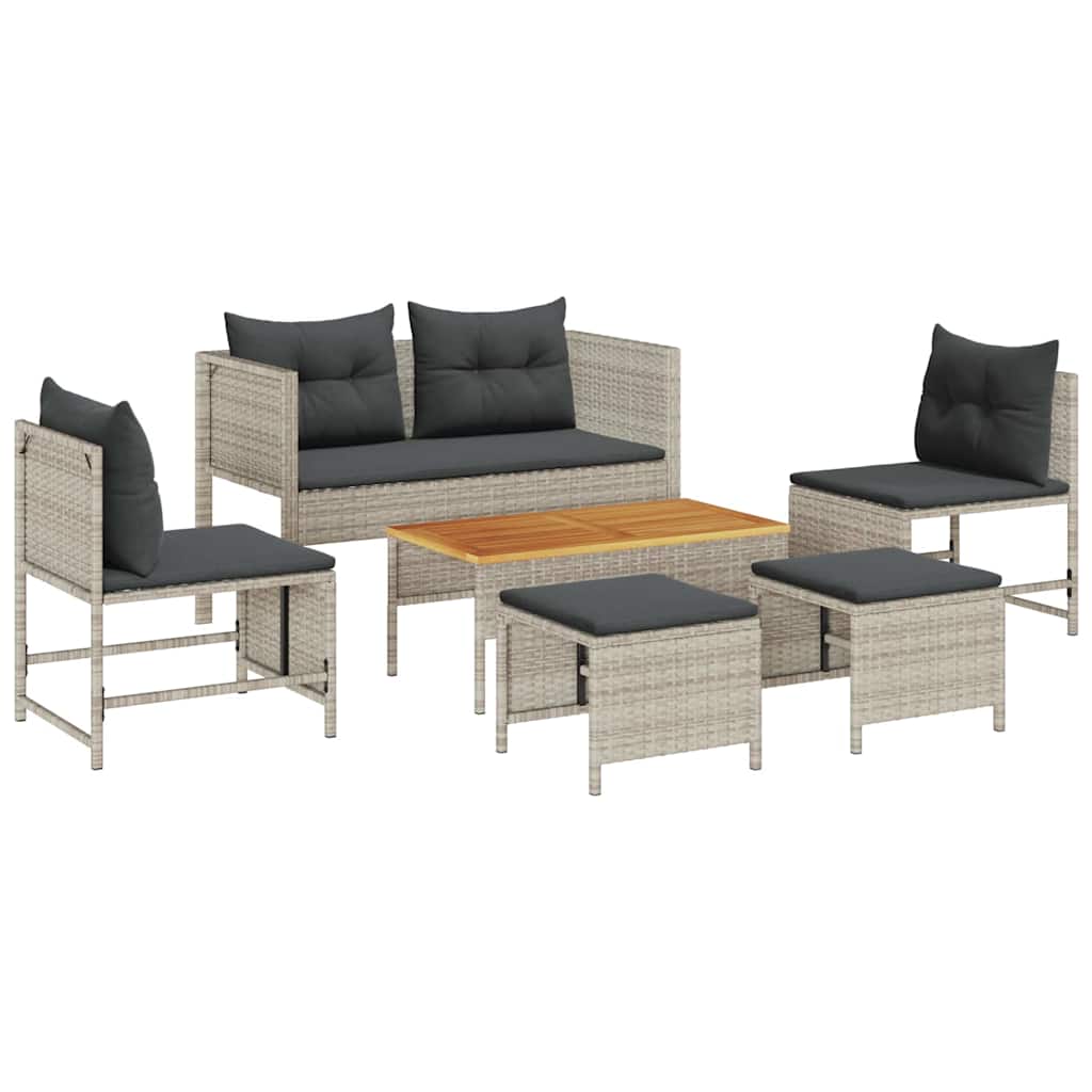 Garden Sofa Set 6 pcs Light grey and dark grey Poly Rattan