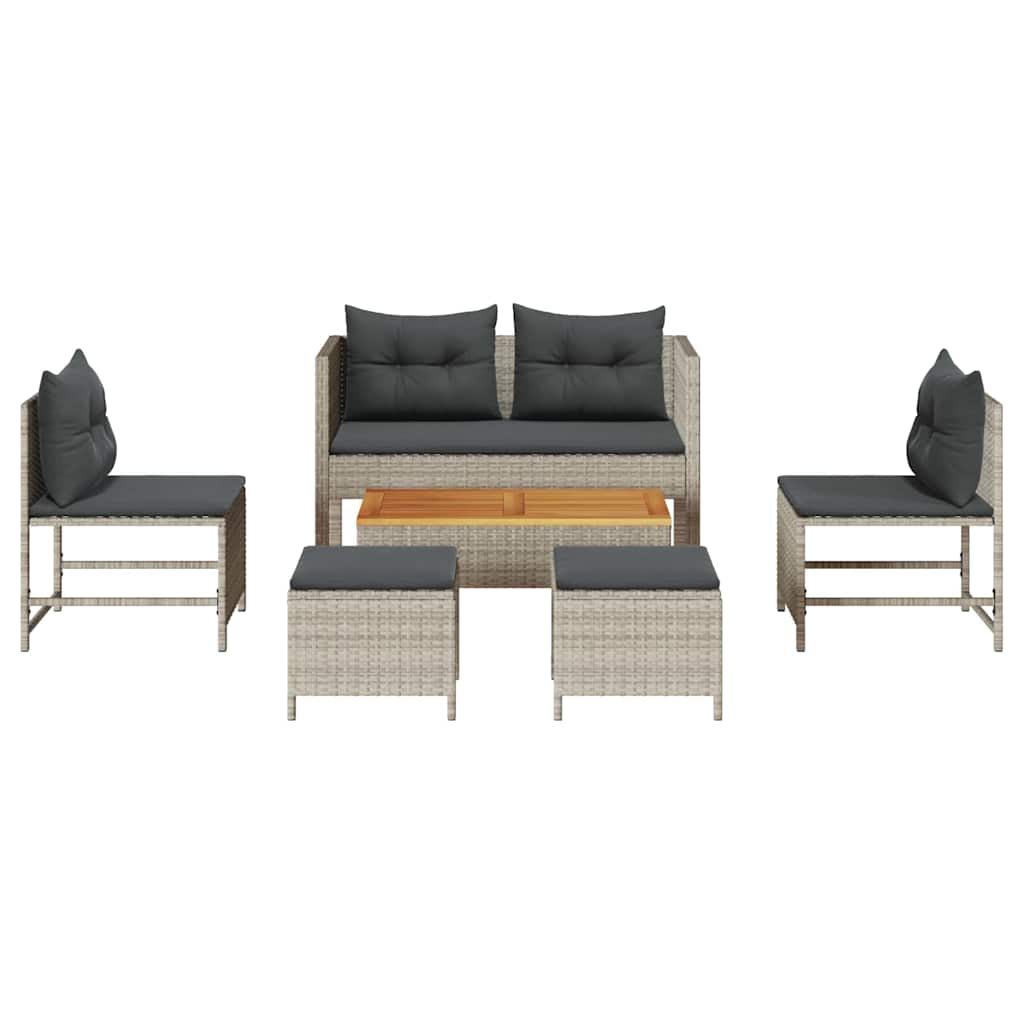 Garden Sofa Set 6 pcs Light grey and dark grey Poly Rattan