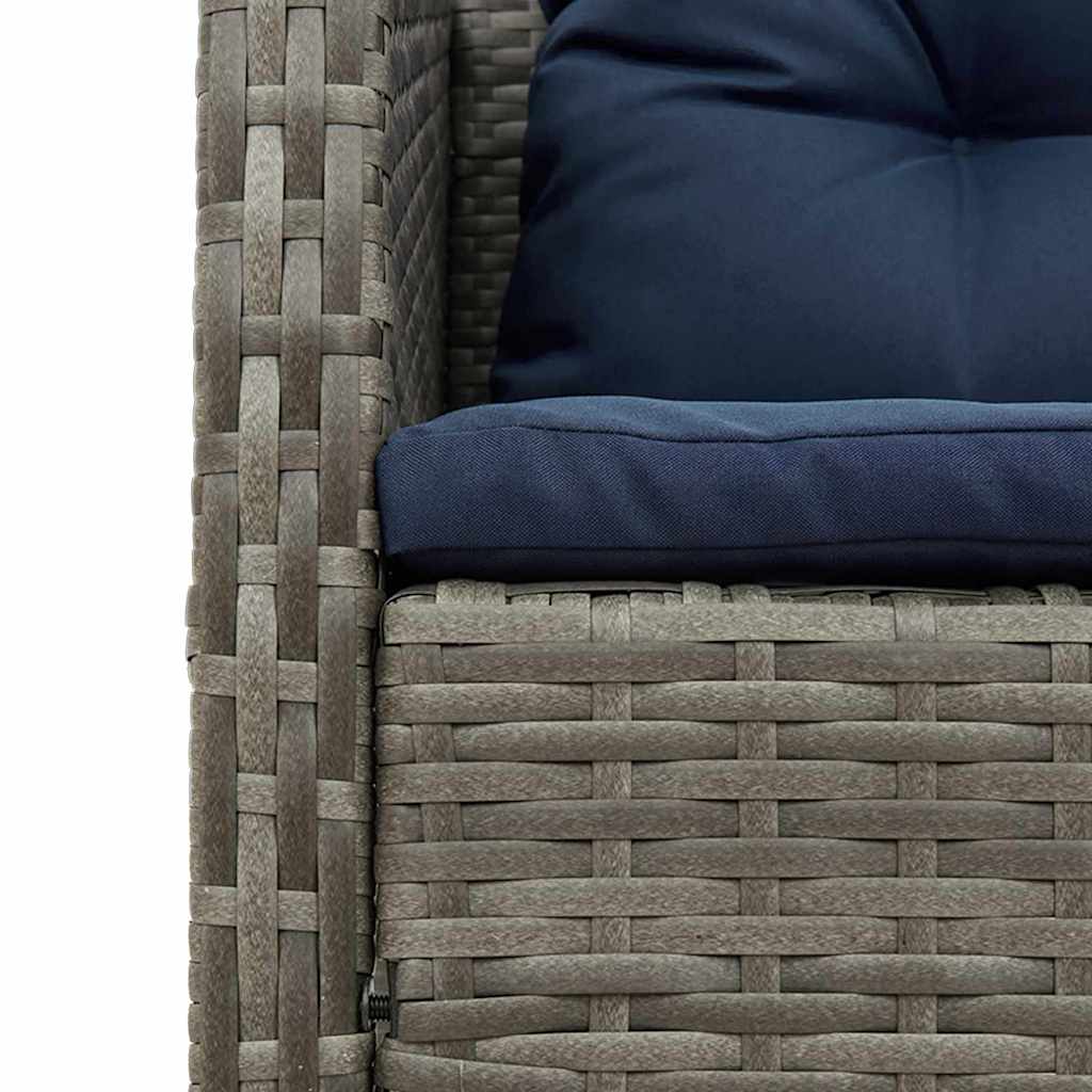 Garden Sofa Set 6 pcs Grey and navy blue Poly Rattan