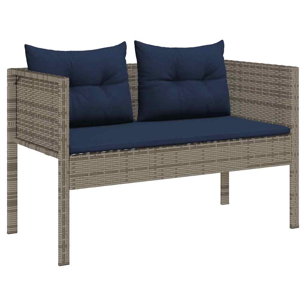 Garden Sofa Set 6 pcs Grey and navy blue Poly Rattan