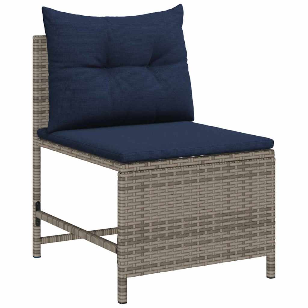 Garden Sofa Set 6 pcs Grey and navy blue Poly Rattan