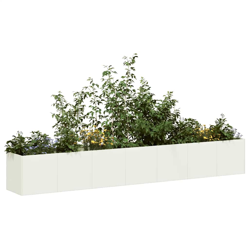 Planter White 280x40x40 cm Cold-rolled Steel