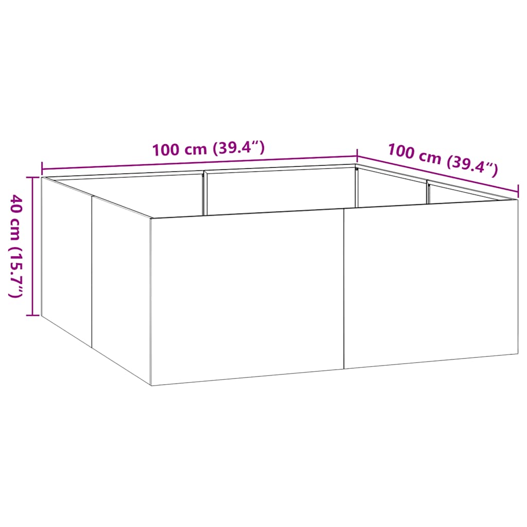 Planter White 100x100x40 cm Steel